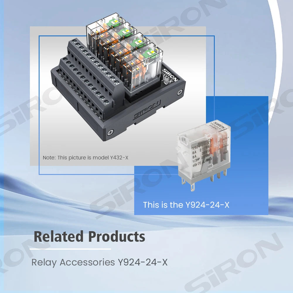 SiRON Y431-X 2,4,8-Channel Single Group Relay Module 24V With Socket Electromagnetic Relay